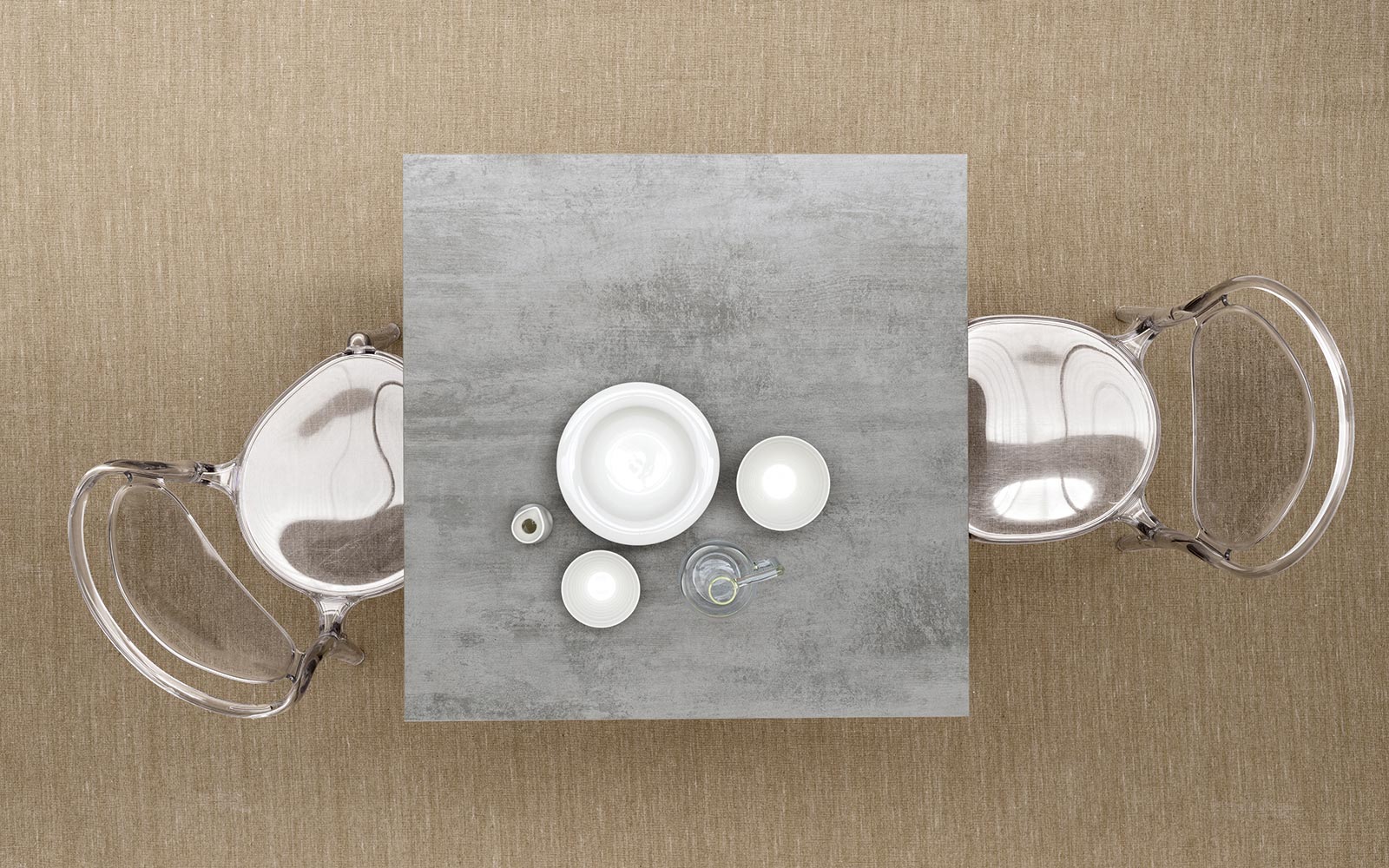 Tavolo Calligaris Dot quadrato piano nobilitato beton grigio